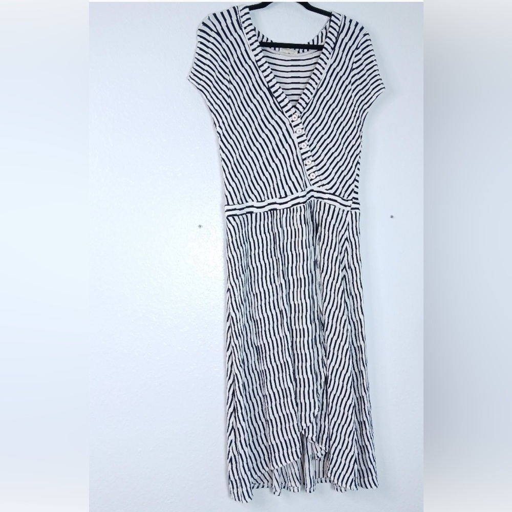 Anthropologie Maeve Black and White Striped Maxi Dress  NWOT